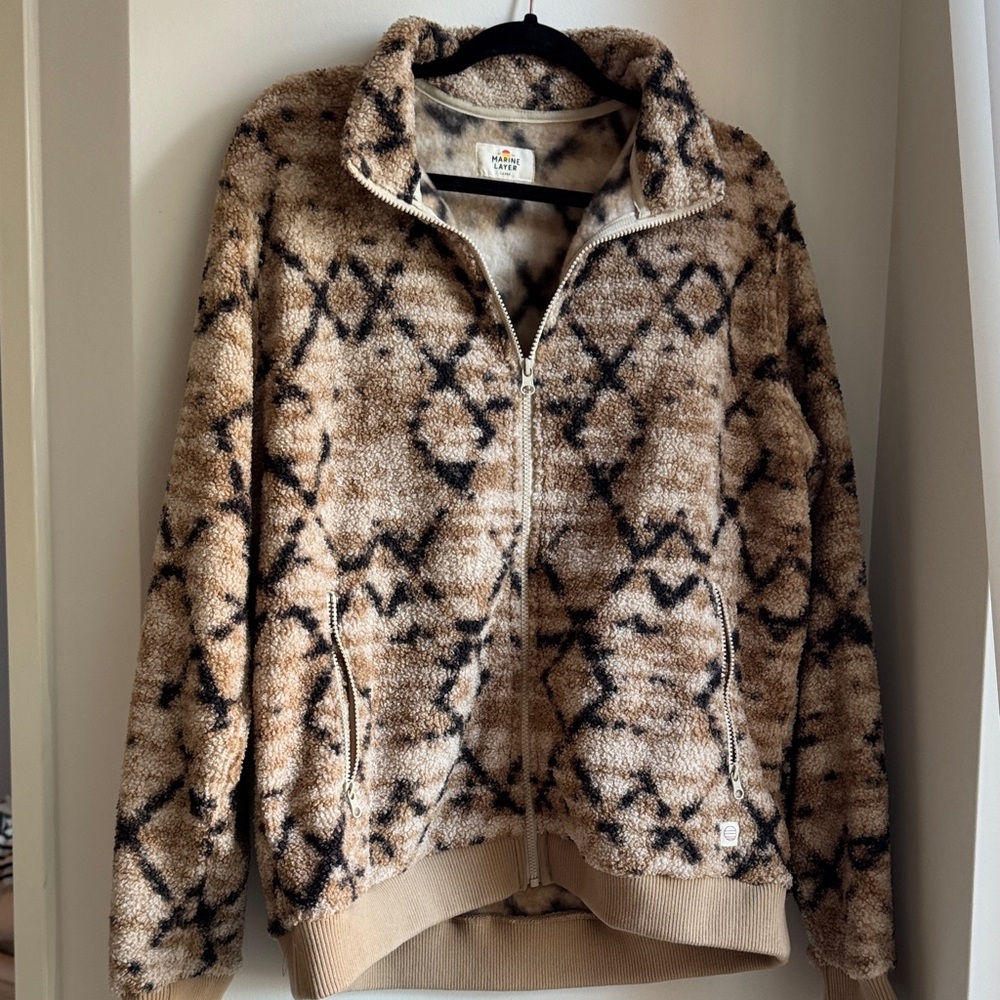 Marine Layer Tan and Black Teddy Jacket